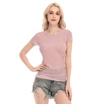 Pink All-Over Print Women's Short Sleeve Mesh Blouse