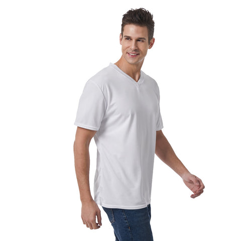 White All-Over Print Men's V-Neck T-Shirt