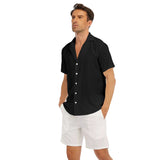 Black All-Over Print Men's Deep V-neck Short Sleeve T-shirt