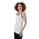 White All-Over Print Women's Back Hollow Tank Top