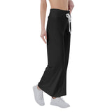 Black All-Over Print Women's High-waisted Straight-leg Trousers