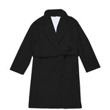 Black All-Over Print Men's Borg Fleece Robe