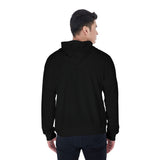 Black All-Over Print Men's Mirco Fleece Zip Up Hoodie