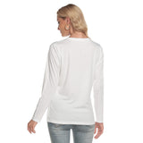 White All-Over Print Women's O-neck Long Sleeve T-shirt