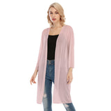 Pink All-Over Print Women's V-neck Mesh Cardigan