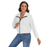 White All-Over Print Women's Zip Jacket