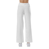 White All-Over Print Women's High-waisted Straight-leg Trousers