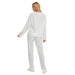 White All-Over Print Women's Pajama Suit