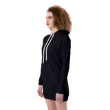 Black All-Over Print Women's Heavy Fleece Long Hoodie