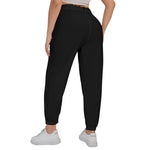 Black All-Over Print Women’s Trousers With Waist Belt(Plus Size)