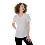 White All-Over Print V-neck Women's T-shirt