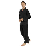 Black All-Over Print Men's Lapel Pajama Set