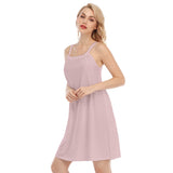 Pink All-Over Print Women's O-neck Cami Dress