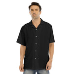 Black All-Over Print Men's Hawaiian Shirt With Button Closure