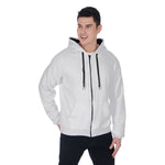 White All-Over Print Men's Raglan Zip Up Hoodie