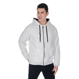 White All-Over Print Men's Raglan Zip Up Hoodie