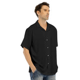 Black All-Over Print Men's Hawaiian Shirt With Button Closure