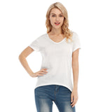 White All-Over Print Women's V-neck Short Sleeve T-shirt