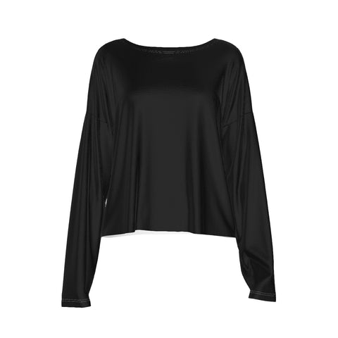 Black All-Over Print Women's Thin Sweatshirt