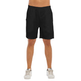 Black All-Over Print Men's Beach Shorts With Elastic Waist