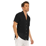 Black All-Over Print Men's Deep V-neck Short Sleeve T-shirt