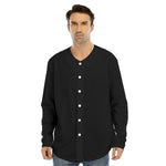 Black All-Over Print Men's Long Sleeve Basketball Jersery With Button Closure