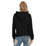 Black All-Over Print Women's Pullover Hoodie With Drawsting