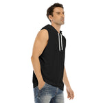 Black All-Over Print Men's Tank Hooded Vest