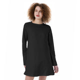 Black All-Over Print Women's Raglan Sleeve Dress