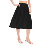 Black All-Over Print Women's Stitched Pleated Chiffon Skirt