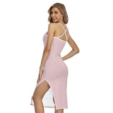 Pink All-Over Print Women's Back Cross Cami Dress