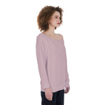 Pink All-Over Print Oversized Women's Off-Shoulder Sweatshirt