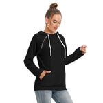 Black All-Over Print Women's Hoodie With Double Hood