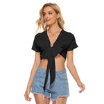 Black All-Over Print Women's Bandage Crop Top