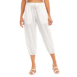 White All-Over Print Women's Bloomers Capri-pants