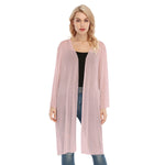 Pink All- Over Print Women's Long Sleeve Mesh Cardigan