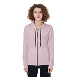 Pink All-Over Print Women's Zip Up Hoodie