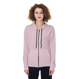 Pink All-Over Print Women's Zip Up Hoodie