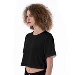 Women Black  All-Over Print Cropped T-Shirt