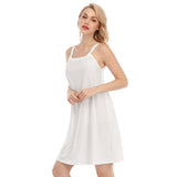 White All-Over Print Women's O-neck Cami Dress