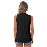 Black All-Over Print Women's Sleeveless V-Neck Top