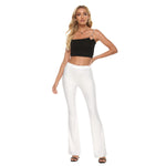 White All-Over Print Women's Skinny Flare Pants