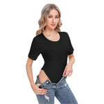 Black All-Over Print Women's Short Sleeve Bodysuit