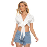 White All-Over Print Women's Bandage Crop Top