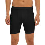 Black All-Over Print Men's Long Boxer Briefs