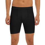 Black All-Over Print Men's Long Boxer Briefs