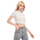 White All-Over Print Women's Short Sleeves Mesh Crop Top