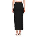 Black All-Over Print Women's Side Slit Skirt