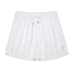 White All-Over Print Men's Side Split Running Sport Shorts