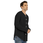 Black All-Over Print Men's Long Sleeve Basketball Jersery With Button Closure